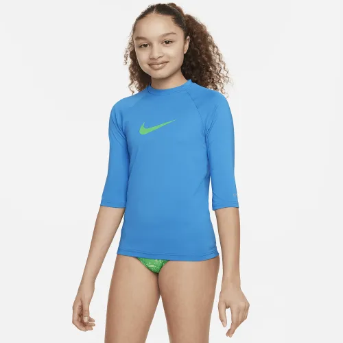 Nike Swim Big дитячі (Girls') Short-Sleeve Hydroguard блакитний