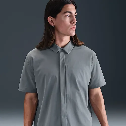 Nike 24.7 PerfectStretch чоловічі Dri-FIT Short-Sleeve Button-Down Top колір сірий