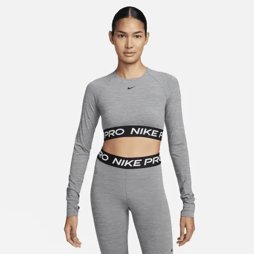 Nike Pro жіноча Dri-FIT Cropped Long-Sleeve Top колір сірий