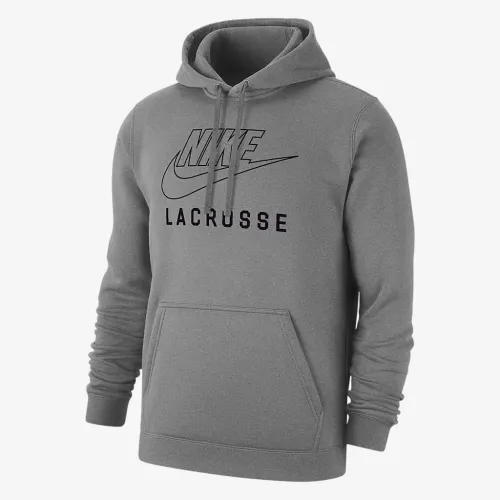 Nike Swoosh Club Fleece чоловічі Lacrosse Pullover Толстовка з капюшоном колір сірий