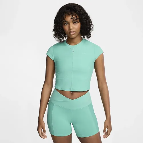 Nike One Fitted Rib жіноча Dri-FIT Short-Sleeve Cropped Top колір зелений