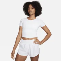 Nike One Fitted жіноча Dri-FIT Short-Sleeve Cropped Top колір білий