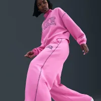 Nike Sportswear Phoenix Fleece жіноча Wide-Leg Sweatpants Pink