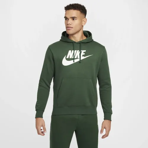 Nike Sportswear Club Fleece мужские Graphic Pullover Толстовка с капюшоном цвет зеленый