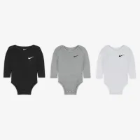 Nike Essentials Baby (0-9M) 3 пары Long Sleeve Bodysuits цвет серый