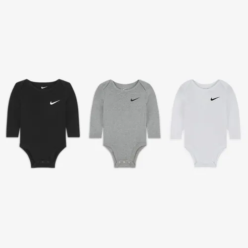 Nike Essentials Baby (0-9M) 3 пари Long Sleeve Bodysuits колір сірий