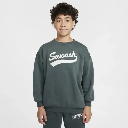 Nike Sportswear Club Fleece Big детские (Girls') оверсайз Crew-Neck свитшот цвет зеленый
