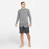 Nike мужские Heatheцвет красный Long-Sleeve Hydroguard Swim Shirt цвет черный