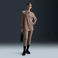 Nike One Relaxed жіноча Dri-FIT Long-Sleeve Top колір коричневий