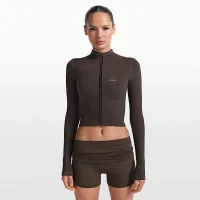 NikeSKIMS Ribbed Seamless женская Cropped Full-Zip Куртка цвет коричневый