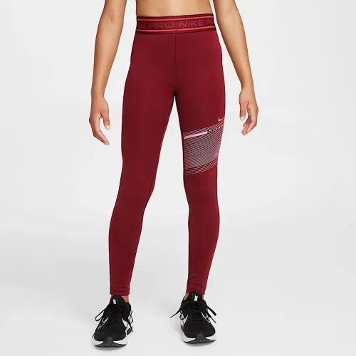 Nike Pro Girls' Dri-FIT Mid-Rise лосины цвет красный