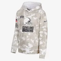 Cleveland колір коричневийs Salute to Service Primary Edge Club Big дитячі Nike NFL Pullover Толстовка з капюшоном колір білий