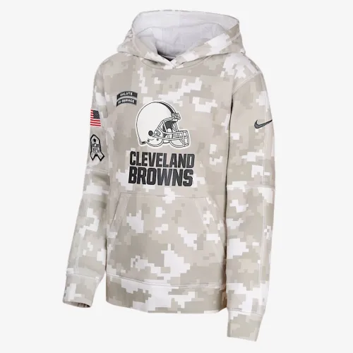 Cleveland колір коричневийs Salute to Service Primary Edge Club Big дитячі Nike NFL Pullover Толстовка з капюшоном колір білий