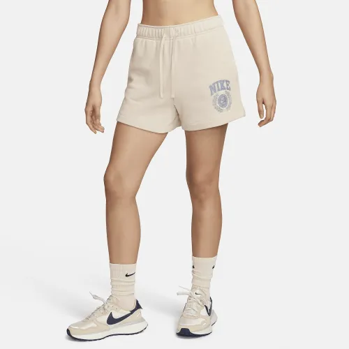 Nike Sportswear Club Fleece женская Mid-Rise Graphic шорты цвет коричневый