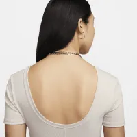 Nike Sportswear Chill Knit жіноча Tight Scoop-Back Short-Sleeve Mini-Rib Top колір коричневий