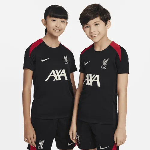 Liverpool FC Strike Big дитячі Nike Dri-FIT Soccer Short-Sleeve Knit Top колір чорний