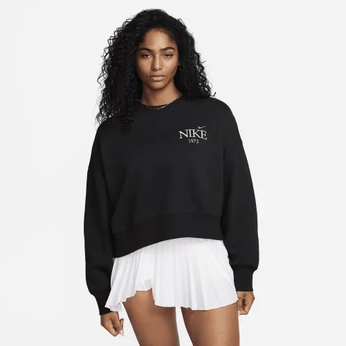 Nike Sportswear Phoenix Fleece женская оверсайз Cropped Crew-Neck свитшот цвет черный