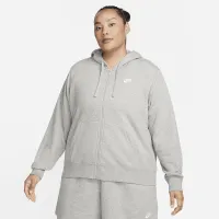 Nike Sportswear Club Fleece женская Full-Zip Толстовка с капюшоном (большие размеры) цвет серый