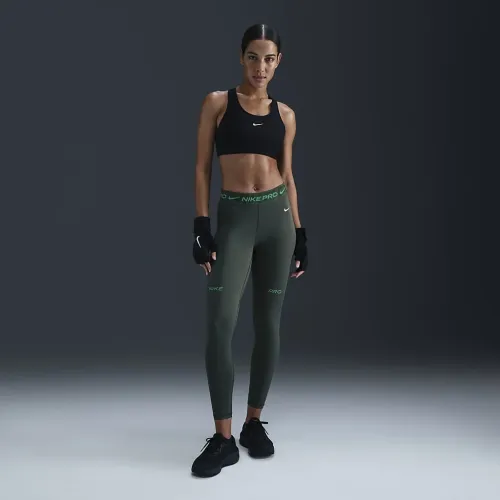 Nike Pro женская Mid-Rise 7/8 Graphic лосины цвет зеленый
