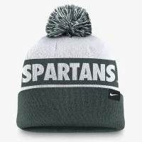 Michigan State Spartans Primetime Peak мужские Nike College Cuffed Pom Beanie цвет зеленый
