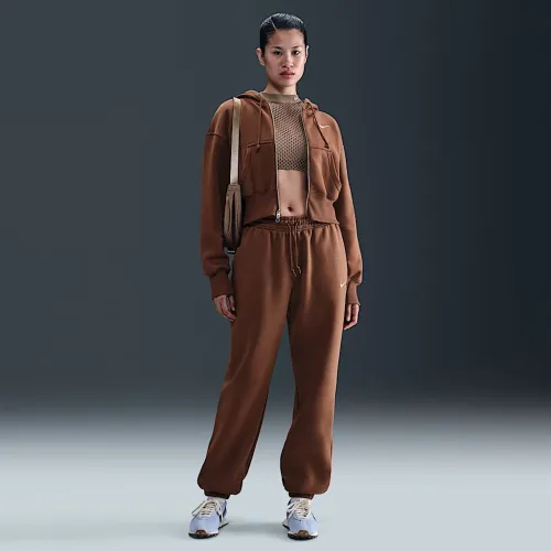 Nike Sportswear Phoenix Fleece женская С высокой Талией оверсайз Sweatpants цвет коричневый