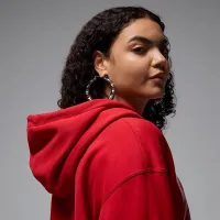 Nike Jordan Flight Fleece женская Cropped Satin-Lined Толстовка с капюшоном цвет красный