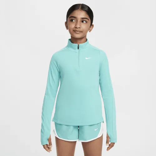 Nike Girls' Dri-FIT Long-Sleeve 1/4-Zip Top цвет зеленый