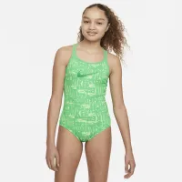 Nike Swim Retro Flow Big детские (Girls') T-Back One-Piece Swimsuit цвет зеленый