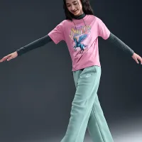 Nike Sportswear Club Fleece Girls' Wide-Leg Pants цвет зеленый