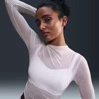 Nike Zenvy Sheer женская Dri-FIT Long-Sleeve Top цвет коричневый