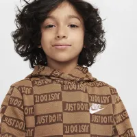 Nike Sportswear Textuцвет красный Club Little детские Fleece Pullover Толстовка с капюшоном цвет коричневый