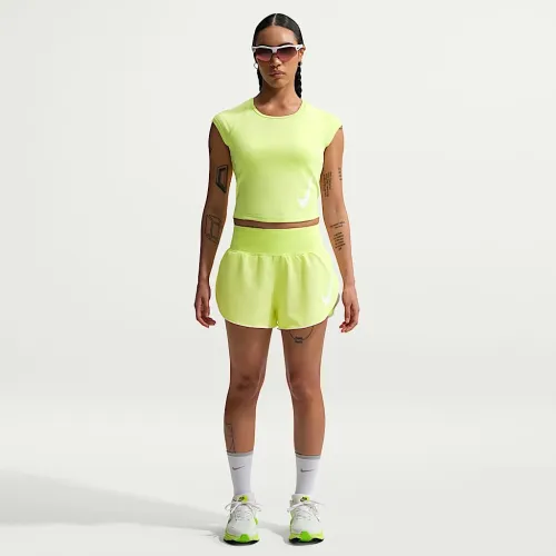 Nike Tempo Flow Swoosh женская Dri-FIT Mid-Rise Brief-Lined Running шорты Yellow