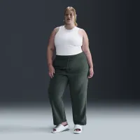 Nike Sportswear Phoenix Plush женская С высокой Талией Wide-Leg Cozy Fleece Pants (большие размеры) цвет зеленый
