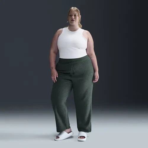 Nike Sportswear Phoenix Plush женская С высокой Талией Wide-Leg Cozy Fleece Pants (большие размеры) цвет зеленый