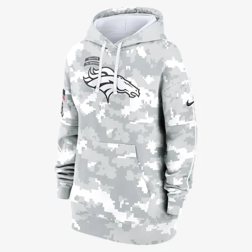 Denver Broncos Salute to Service Primary Edge Club женская Nike NFL Pullover Толстовка с капюшоном цвет белый