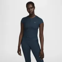 Nike One Fitted Rib жіноча Dri-FIT Short-Sleeve Cropped Top блакитний
