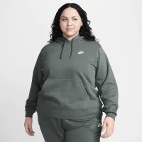 Nike Sportswear Club Fleece женская Pullover Толстовка с капюшоном (большие размеры) цвет зеленый
