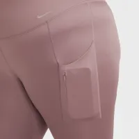 Nike Go женская Firm-Support С высокой Талией 7/8 лосины с карманами(большие размеры) цвет фиолетовый