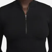 Nike Sportswear Chill Knit женская Slim Long-Sleeve Cropped Sweater 1/2-Zip Top цвет черный