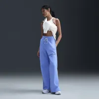Nike Sportswear Phoenix Fleece женская С высокой Талией Wide-Leg Logo Pants синий