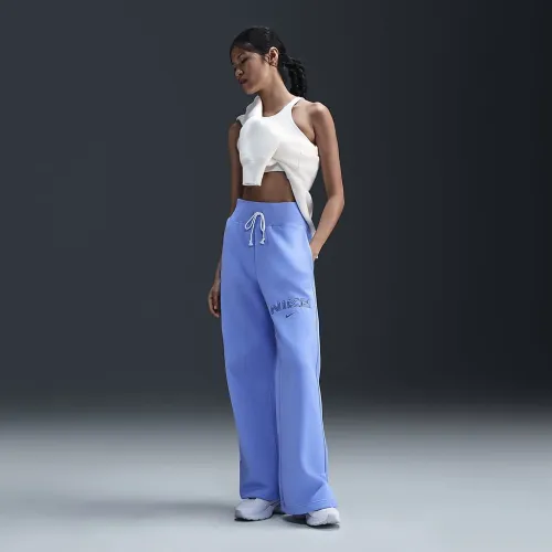 Nike Sportswear Phoenix Fleece женская С высокой Талией Wide-Leg Logo Pants синий