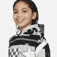 Nike Sportswear Club Fleece Big детские (для мальчиков) Printed Толстовка с капюшоном цвет серый