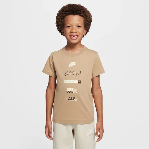 Nike Little дитячі Brandmark Stack футболка колір коричневий