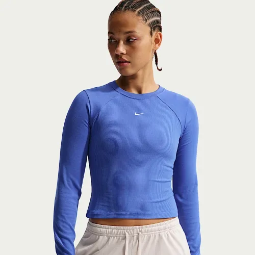 Nike Sportswear Chill Knit жіноча Tight Long-Sleeve Ribbed Top блакитний