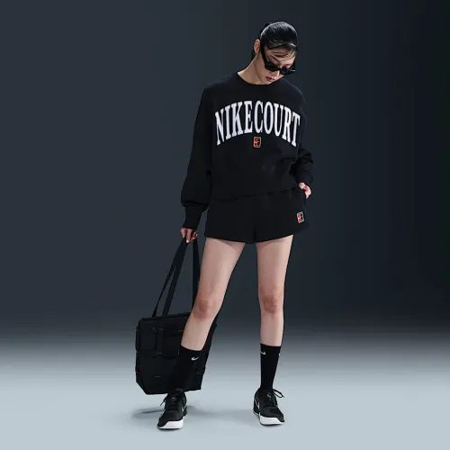 NikeCourt Phoenix Fleece женская С высокой Талией Loose шорты цвет черный