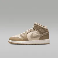 Nike Air Jordan 1 Mid Big детские Кроссовки цвет коричневый