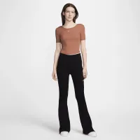 Nike Sportswear Chill Knit жіноча Tight Scoop-Back Short-Sleeve Mini-Rib Top колір коричневий