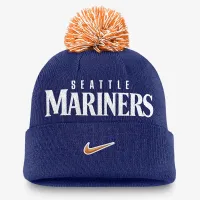 Seattle Mariners Peak чоловічі Nike MLB Cuffed Pom Beanie блакитний