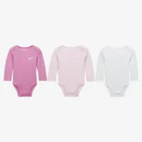 Nike Essentials Baby (0-9M) 3 пары Long Sleeve Bodysuits Pink