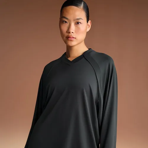 NikeSKIMS Airy жіноча оверсайз V-Neck Long-Sleeve Top колір чорний